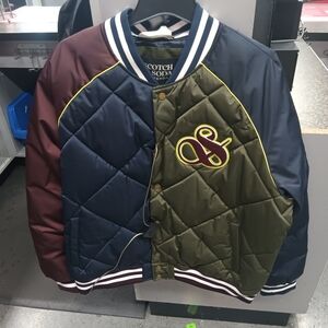 Scotch & Soda Men's Navy, Burgundy, and Olive Varsity Bomber Jacket
